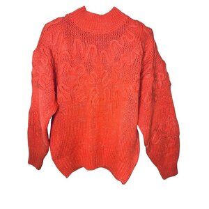 VTG Cristina Vibrant Coral Acrylic & Lurex Squiggle Knit Sweater Women's Size L